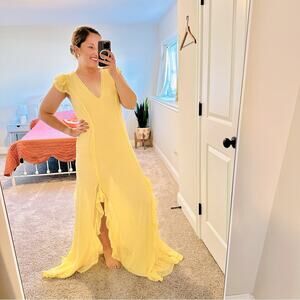 Tularosa Yellow Lace Sexy Maxi Dress Gown Large